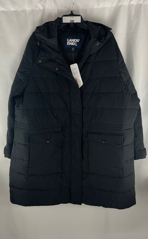 Land's End Unisex Black Lighthouse Quilted Puffer Jacket Size Men 2X 20-22W NWT