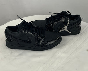 Air Jordan 1 Low SE "Black/Croc Print" Patent Leather Women's Shoes Size 6