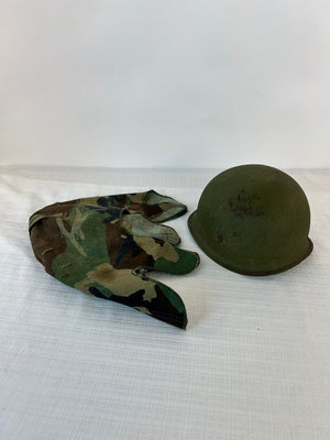 Original US Vietnam War Era M1 Helmet OD Green with Chinstrap