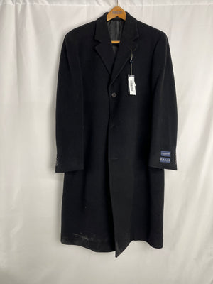 LRL Ralph Lauren Black Wool Cashmere Overcoat Men's Size 42R NWT