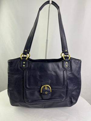 Coach Campbell Belle Carryall Navy Leather Double Handle Purse | F24961