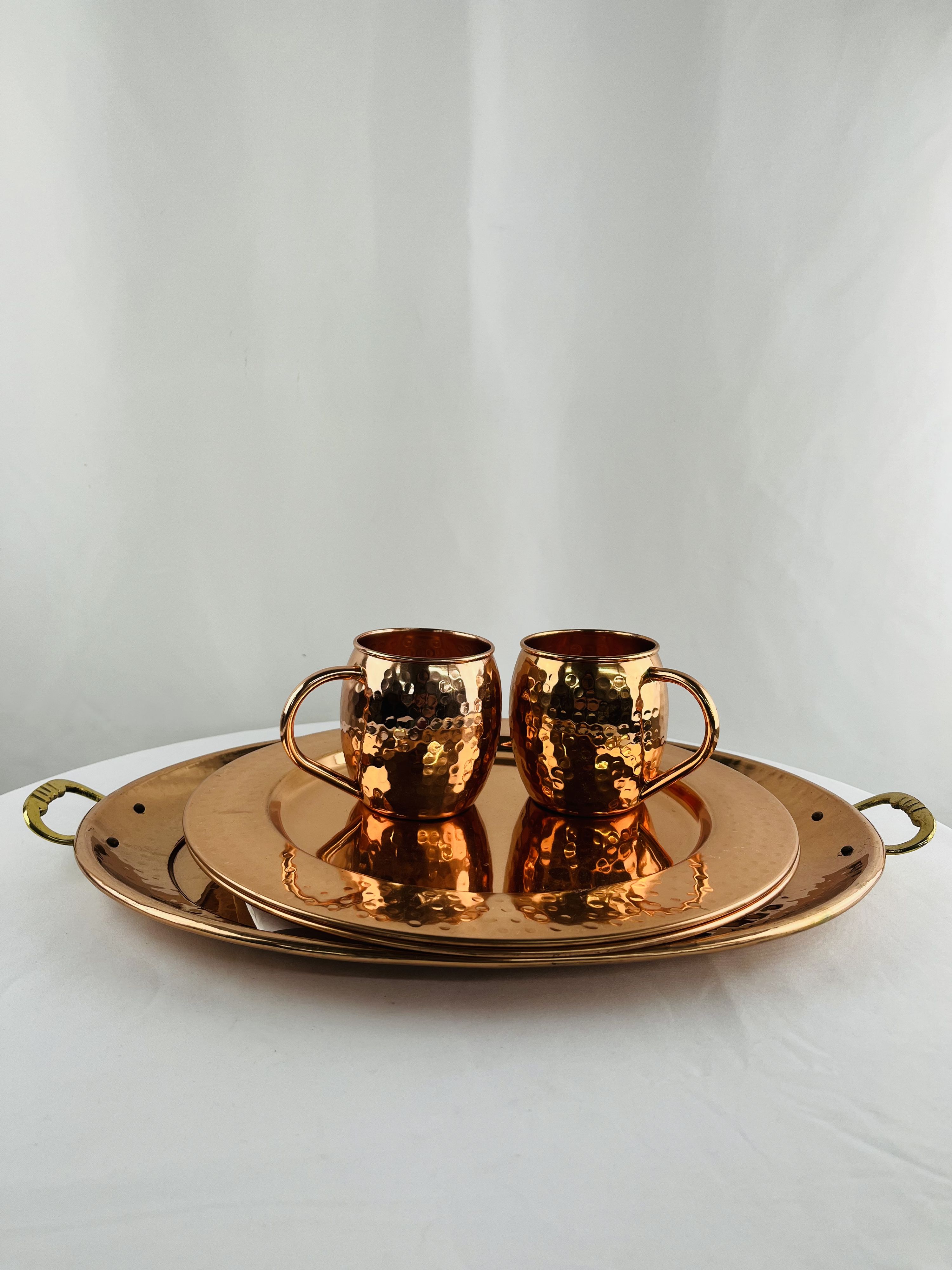 Alchemade Handcrafted Hammered 100% Copper Serving Set of 5 India Bohemian Decor
