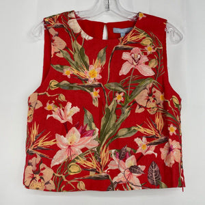 Antonio Melani Shell Tank Botanical Dream Tropical Lined Linen Top Medium NWT