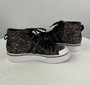 Adidas Nizza Black Leopard Print Platform Mid Trainer Shoes Size 8