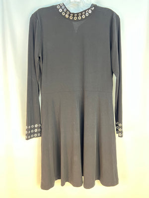 Michael Kors Petite Grommet Mock-Neck Dress Black Petite Large P/L NWT $155