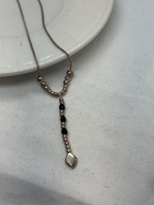 925 Sterling Silver Onyx & Ball Beads Necklace 6.3g Vintage 16.5 in.