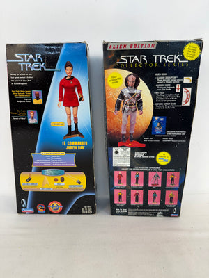 Star Trek Playmates 9" Figure Lot - Jadzia Dax (NIB) & Worf Ritual Attire (OB)