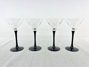 Luminarc Cristal D'Arques Domino Black Stem Cocktail Glasses - Set of 4