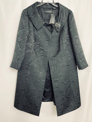 Dana Buchman Longline Embroidered Floral Blazer Coat Women's 16 NWT