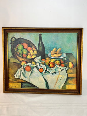 The Basket of Apples Painting Print by Paul Cezanne Framed 20x16"