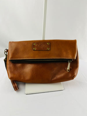 Patricia Nash Smooth Tan Leather Foldover Wristlet Clutch | P71501
