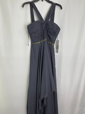 David's Bridal Chiffon High Low Formal Bridesmaid Dress Gunmetal Size 6 NWT