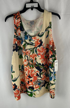 Chico's Women's Cream Everyday Tank Seater Scoop Neck Sleeveless Floral Sz 3 NWT
