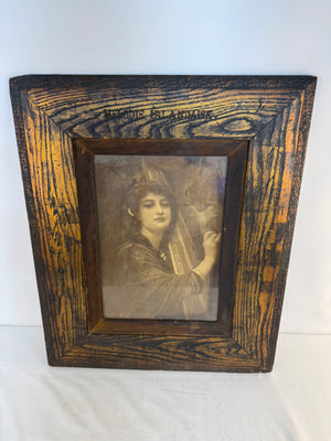Antique Victorian Carved Wood Frame Melodie Irlandaise Harp Print Art Hebert