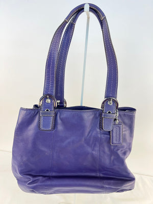COACH Y2K Vintage Soho North South Leather Tote Shoulder Bag Purse Plum Purple