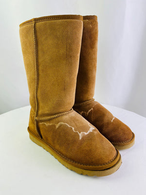UGG Classic Tall ll Chestnut Suede Shearling Lined Boots Women's 9