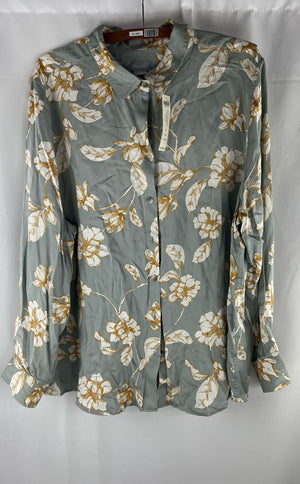 CHICO’S Women's Sandwash Floral Satin Easy Shirt Size 4 NWT MSRP $89