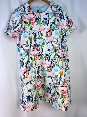 Crown & Ivy Reversible Mini Dress S Small Aqua Multi Floral LGM20782BK NWT Belk
