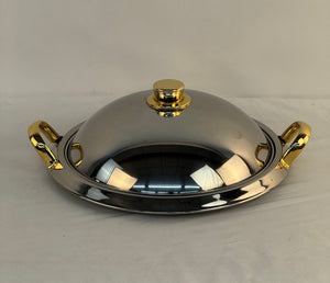 Cuisine Cookware Command Performance Gold 11.5 Round Serving Tray Platter w/ Lid