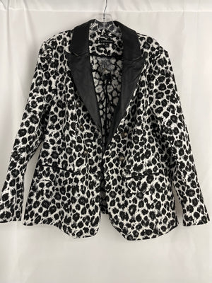 Lane Bryant Blazer Stretch Animal Print Faux Leather Trim Women's 20P NWT