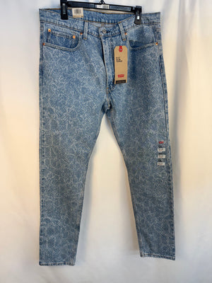 Levi's 512 Men's Slim Taper Jeans 36x34 NWT Blue Paisley Pattern Stretch Denim