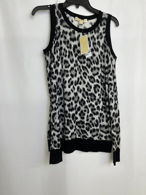 Michael Kors Black Animal Print Cold Shoulder Long Sleeve Top Women Size S NWT