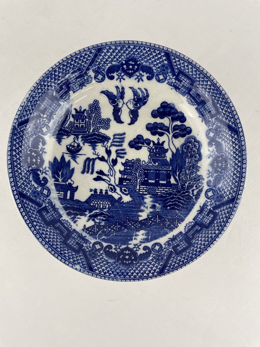 Vintage Blue Willow Kissing Birds 7. 8" Soup Salad Bowls set of 6 Japan