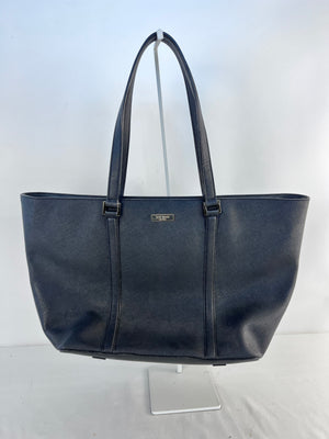 Kate Spade Large Black Crosshatch Leather Tote