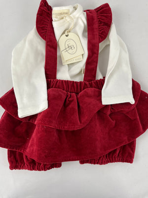 Elegant Baby Velvet 2 Piece Romper Set in Red 9-12 Months NWT