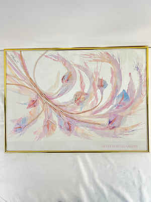 J Howells 1988 Mixed Media Abstract Floral Calla Lily Framed Art Print 18x25