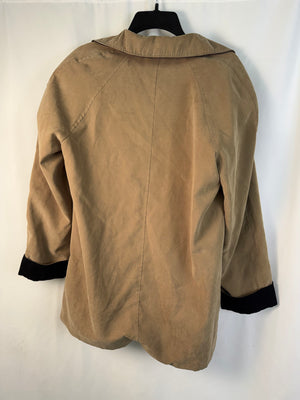 London Fog Women Small Petite Tan Jacket Blazer Floral Lining Coat