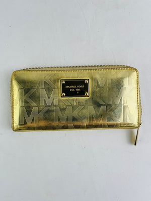 Michael Kors Jet Set Travel Continental Wallet in Metallic Gold
