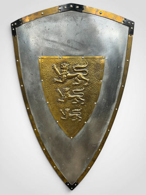 Medieval Richard The Lionheart Steel Shield Three Lions Coat of Arms Wall Decor