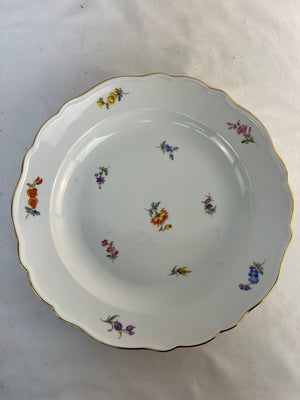 Meissen Scattered Flowers Large Round Serving Bowl Platter 12.5" Hand Painted