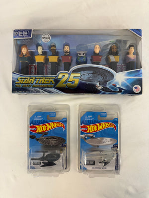 Star Trek Hot Wheels Die-Cast Ships Enterprise Vengeance & TNG PEZ Gift Set Lot