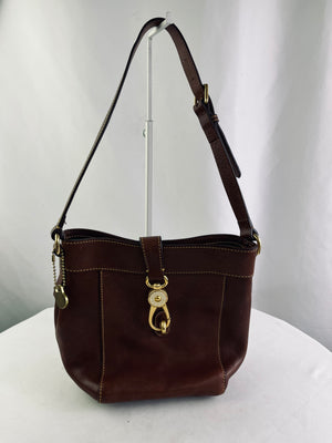 Dooney & Bourke Florentine Sadie Feed Bag Crossbody Brown Pebbled Leather