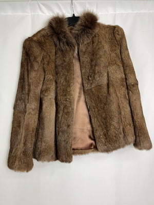 Upward Rabbit Fur Coat Silk Satin Lined Korea Women's M Vintage Glamour Fashion