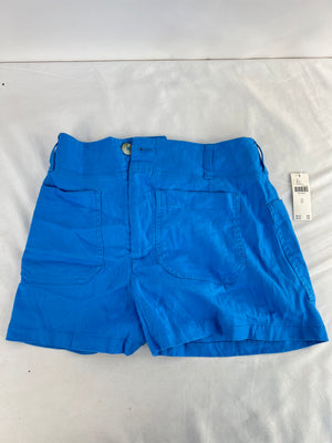 Maeve Anthropologie Colette Linen Blend Shorts Womens 27 Blue High Rise NWT