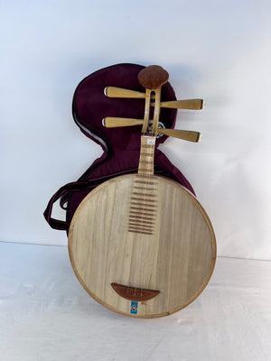 Vintage Chinese Yueqin Moon Guitar Shanghai Folk Instrument 4Strings with Case