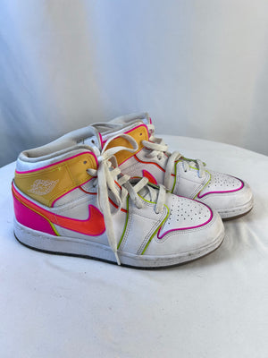 Jordan 1 Mid Edge Glow GS 6.5Y Women’s 8 White Pink Neon Sneakers CV4611-100