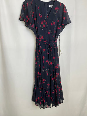 Calvin Klein Pink/Purple Floral Flutter Sleeve Fit & Flare Dress Size 4 NWT