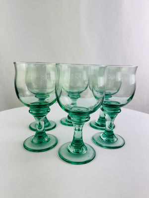 Libbey Clarion Spanish Green Glass Goblets Set of 6 7/8"