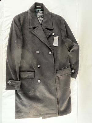 Lauren Ralph Lauren Mens Black Wool Double Breasted Overcoat Peacoat 44R NWT