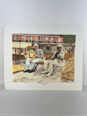 Sunday Morning Blues Series by Willoweise Watercolor Art Signed - VERY RARE