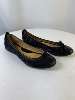 Coach Jenilee Signature Canvas Ballet Flats Black Slip On Flat Women's 7.5