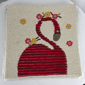 Pier 1 Imports Glam Flamingo Beaded Square Placemats Set of 5 Home Decor NEW