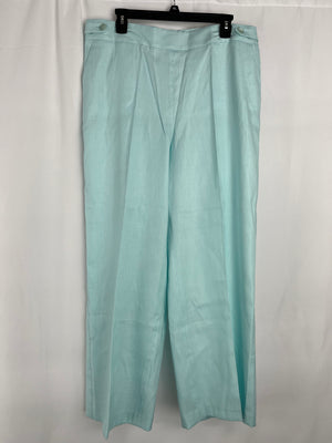 Talbots Linen Aqua Side Zip Pleated Pants Women's 16P