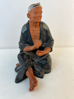 Japanese Hakata Urasaki Sitting Fisherman with Net Doll (Net Missing)