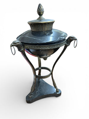 Vintage Antique Louis XVI Style Black Marble Lidded Cassolette/ Urn