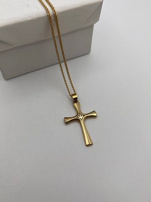 James Avery 14K Yellow Gold Necklace 5.6g Serenity Cross Pendant Cable 19.5 in.